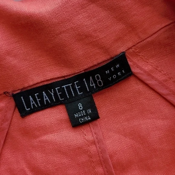 Lafayette 148 New York Coral Lightweight Linen Cowl Neck Jacket 8 - Picture 4 of 7